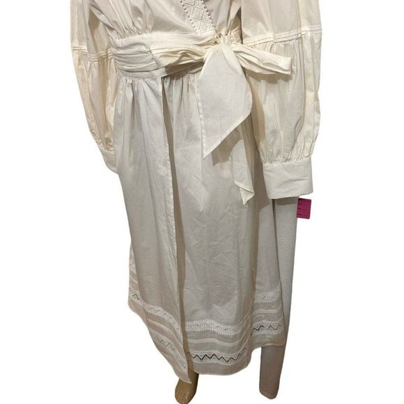 New York & Co White Puff Sleeve WrapBlouse Embroidered Tunic Dress Sz XL #1158 - Picture 5 of 11